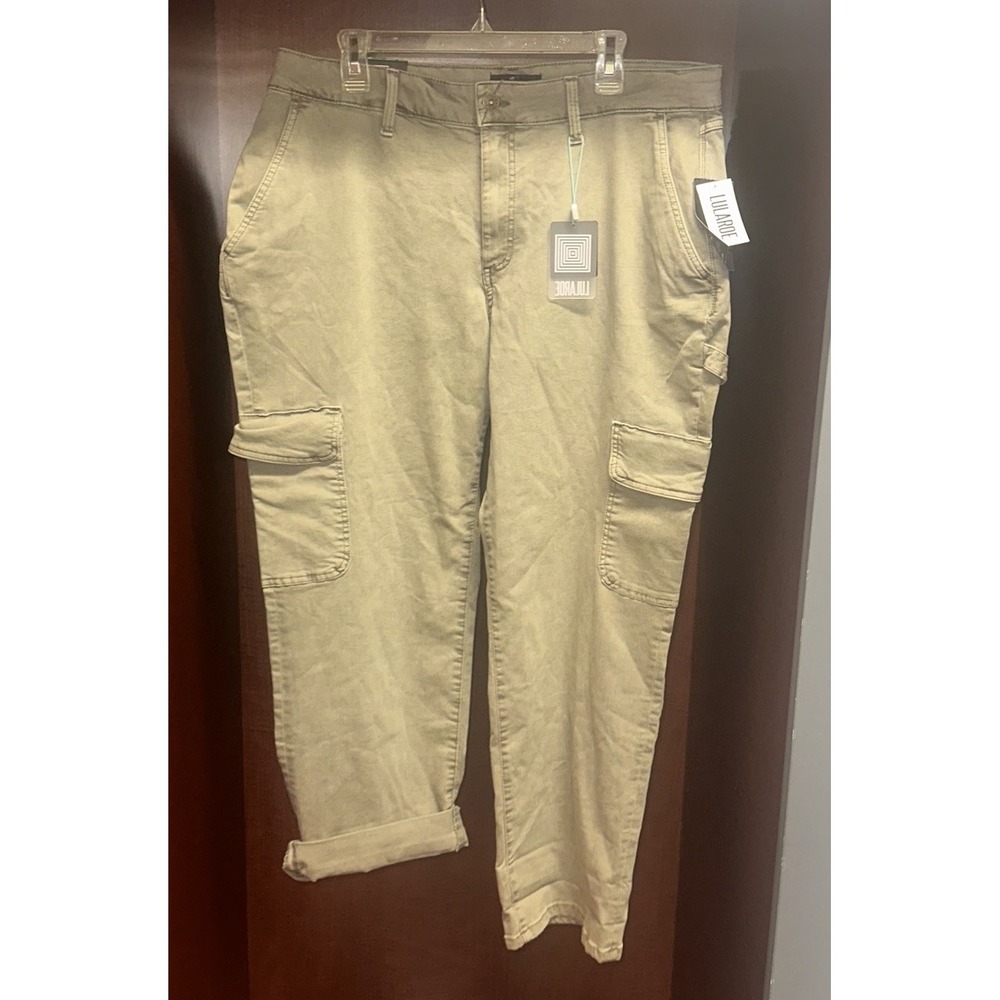 Lularoe Utility‎ Cargo Women's Pant Twill Khaki 32 Hi Rise Stretch NEW